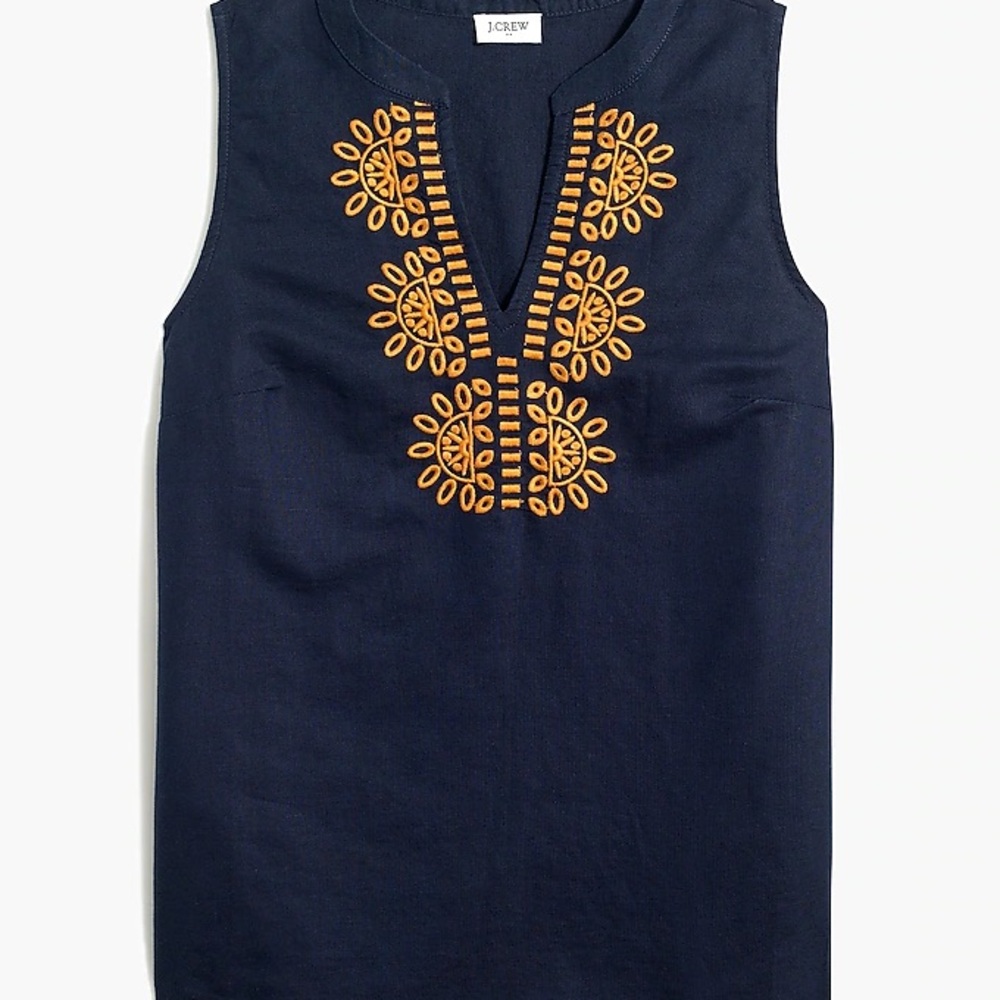 J. Crew Factory Embroidered Bib Sleeveless Top